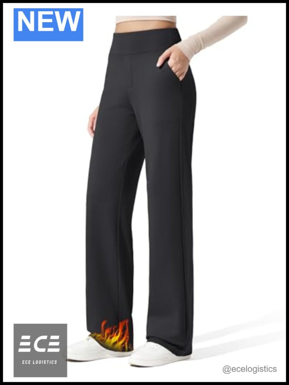 Fleece Lined Wide Leg Sweatpants Thermal Insulated High Rise Women